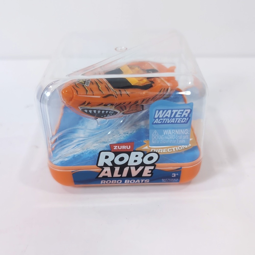 Zuru Robo Alive Robo Boat Orange Robotic Water Activated Shark Face - Picture 3 of 8